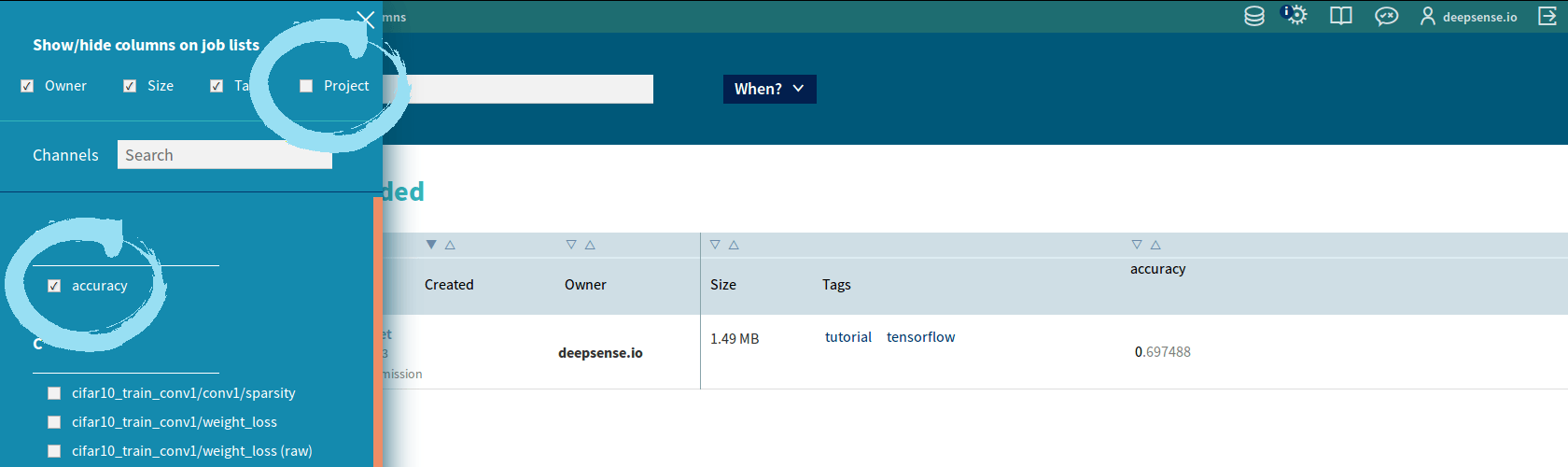 Check / uncheck the names in Neptune