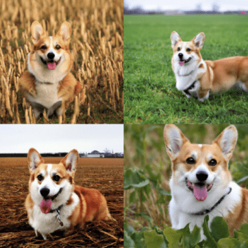 The recent rise of diffusion-based models - GLIDE interpretation of ‘a corgi in a field’